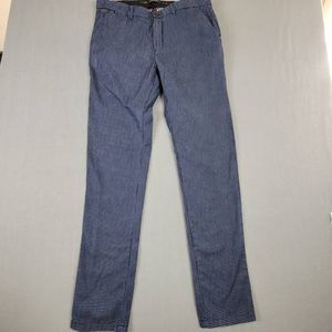 Scotch & Soda Mens Stuart Dress Pants Blue Windowpane Pockets Flat Front 31x34